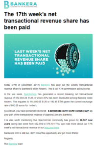 bankera BNK coin dividende v obliki ETH