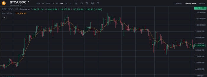 Palični grafikon pri trgovanju s kriptovalutami